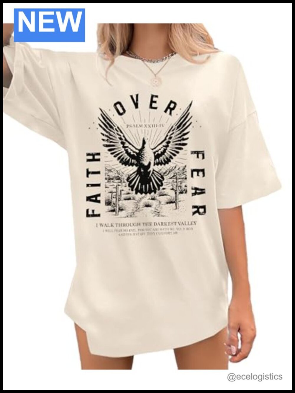 Oversized Faith Over Fear Graphic Tee Religious T-Shirt
